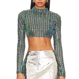 Superdown Sia Crop Top in Teal Size Small